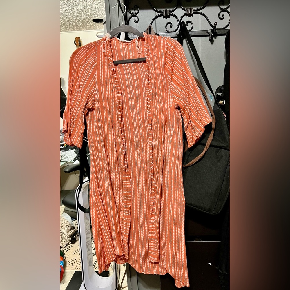 Orange Striped Cardigan